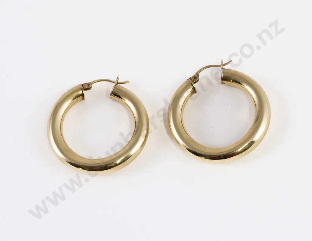 Pair 14ct Gold Hoop Earrings Image 1++