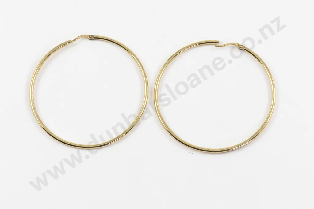 Pair 9ct Gold Hoop Earrings Image 1++
