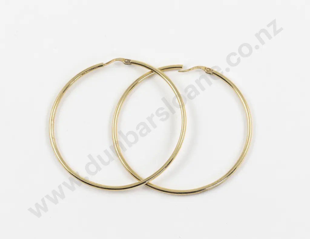Pair 9ct Gold Hoop Earrings Image 1++