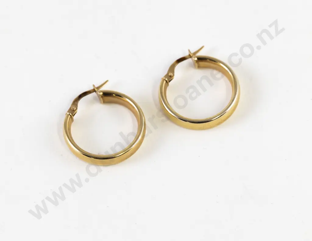 Pair 9ct Gold Hoop Earrings Image 1++