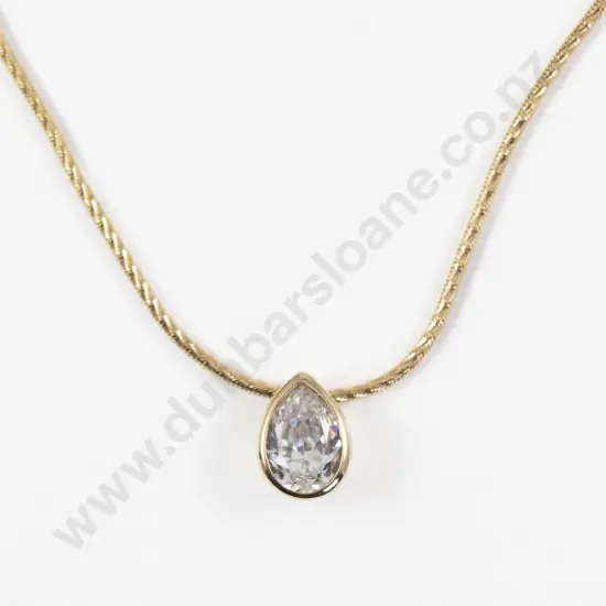 9ct Single Cubic Zirconia Pendant on 9ct Neck Chain