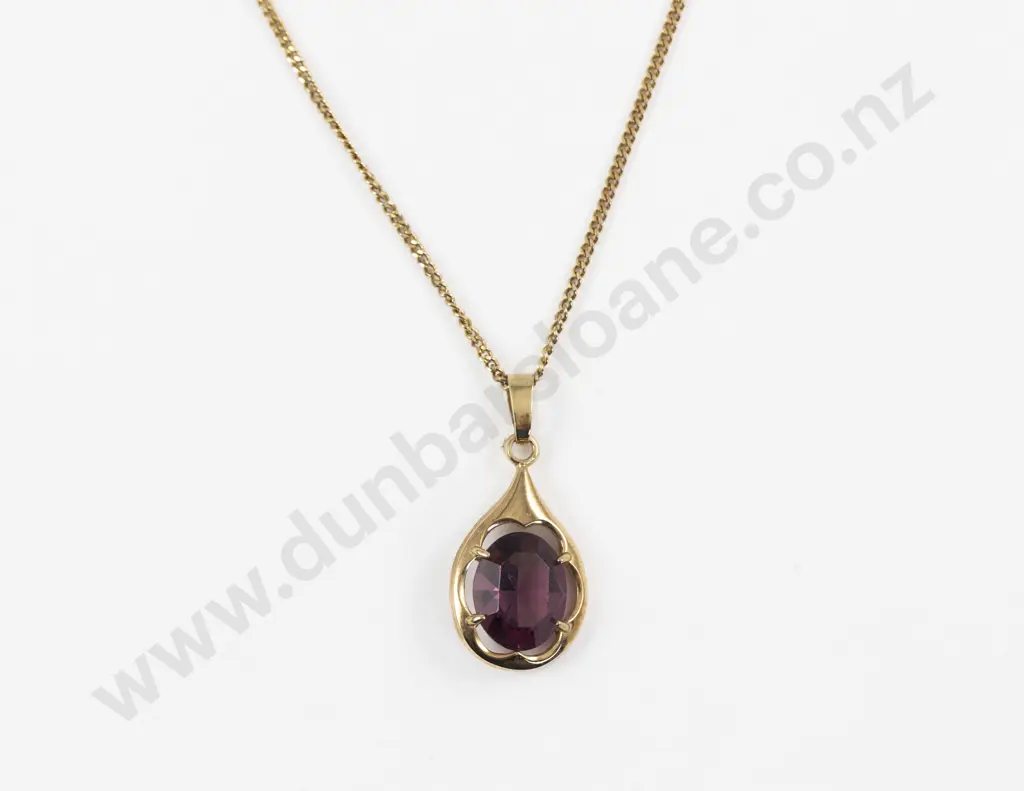 9ct Single Stone Amethyst Pendant Image 1++