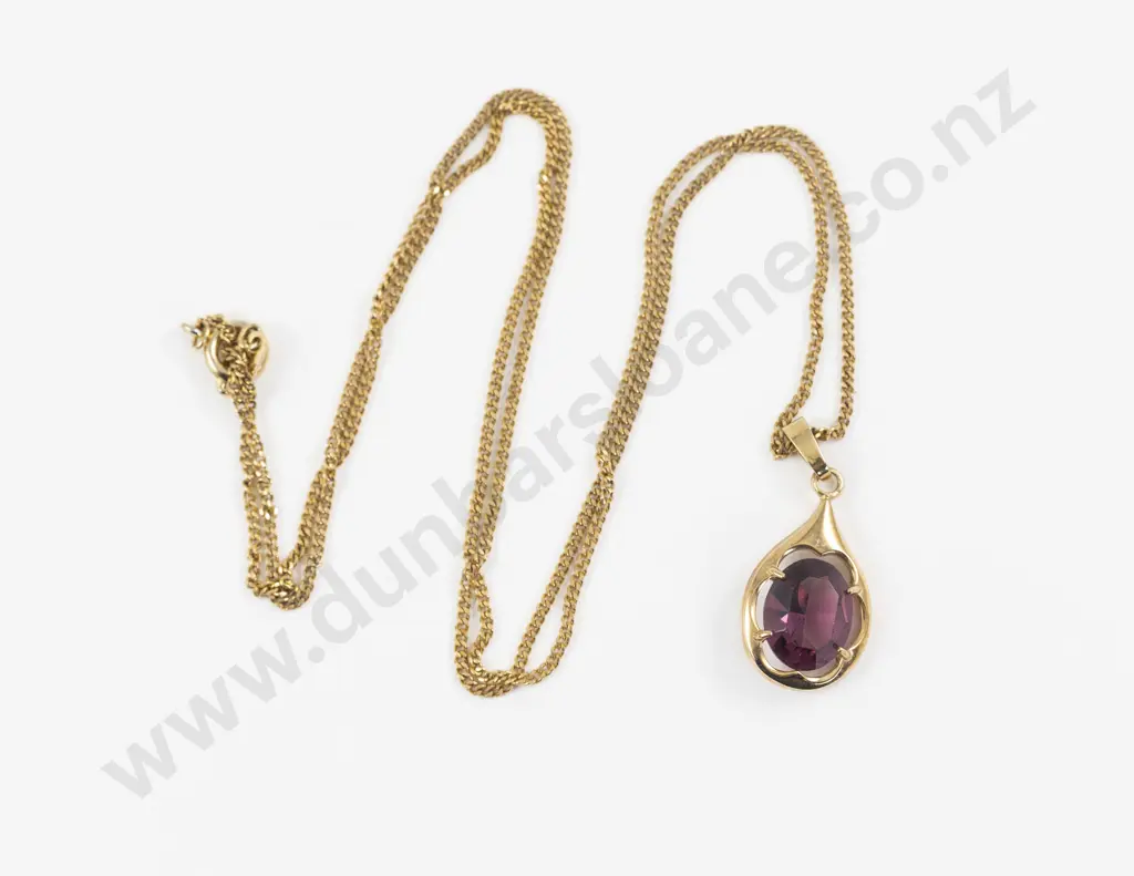 9ct Single Stone Amethyst Pendant Image 1++