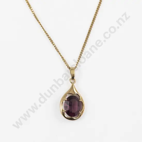 9ct Single Stone Amethyst Pendant