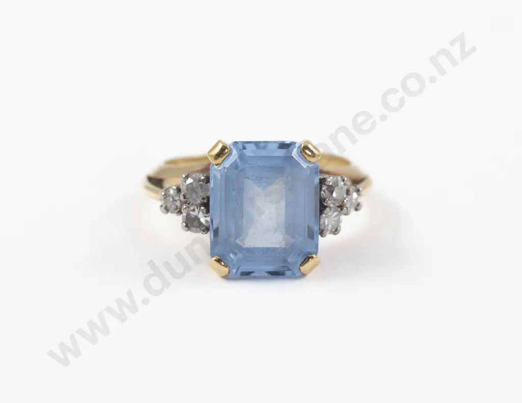 18ct Seven Stone Blue Spinel and Diamond Dress Ring Image 1++
