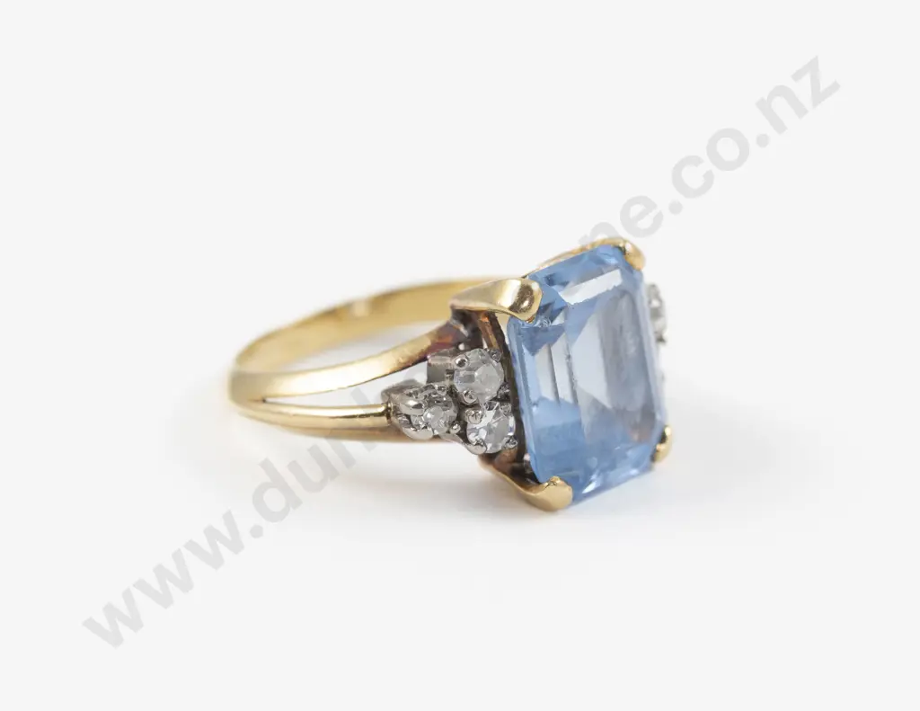 18ct Seven Stone Blue Spinel and Diamond Dress Ring Image 1++
