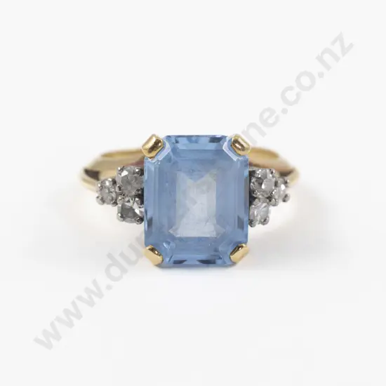18ct Seven Stone Blue Spinel and Diamond Dress Ring