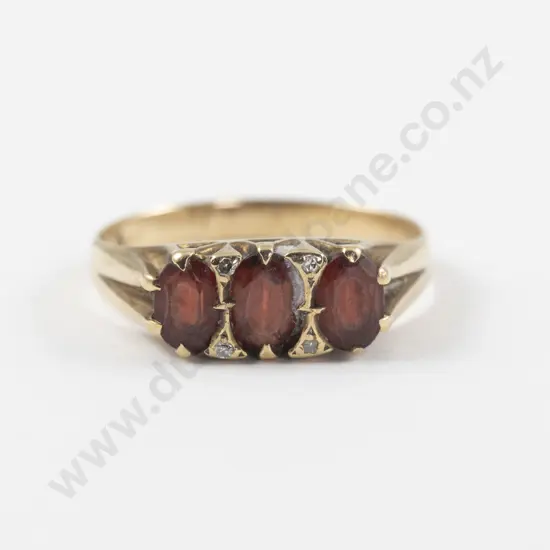 9ct Seven Stone Garnet and Diamond Ring