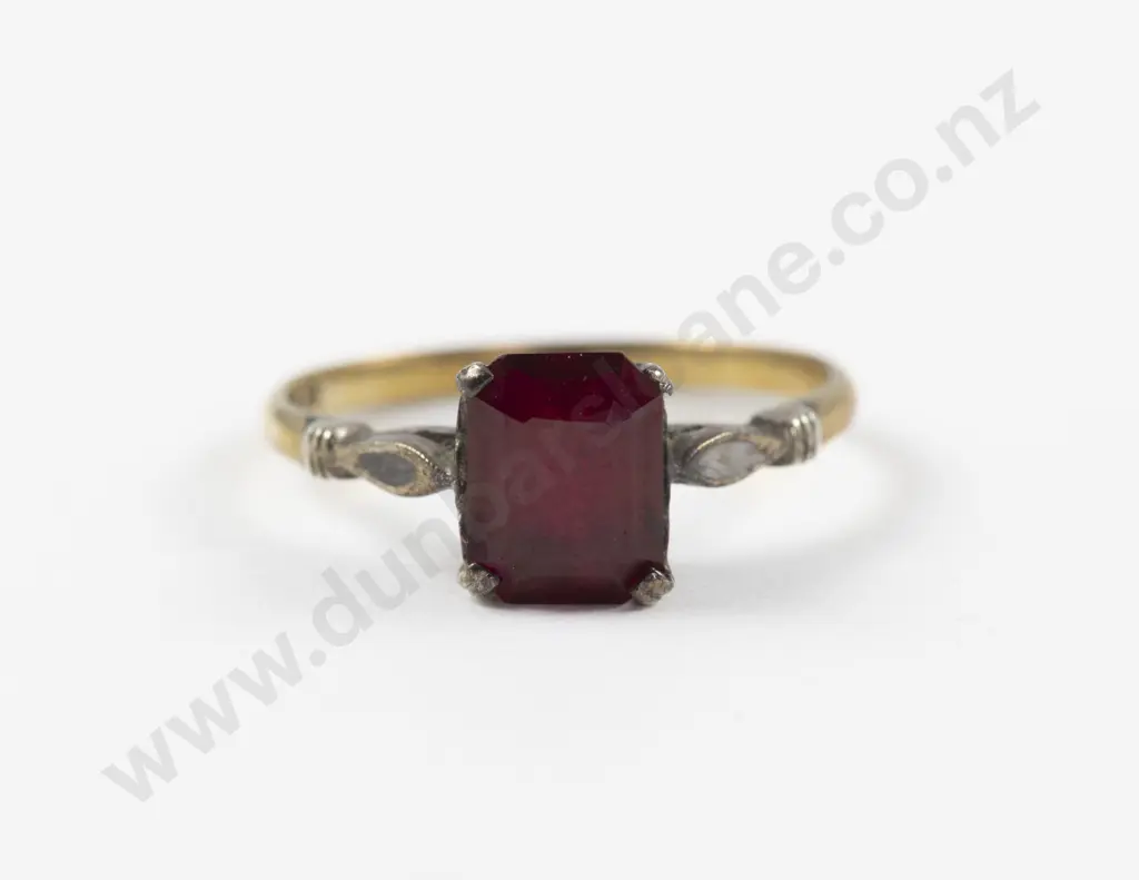 9ct Single Garnet Ring Image 1++