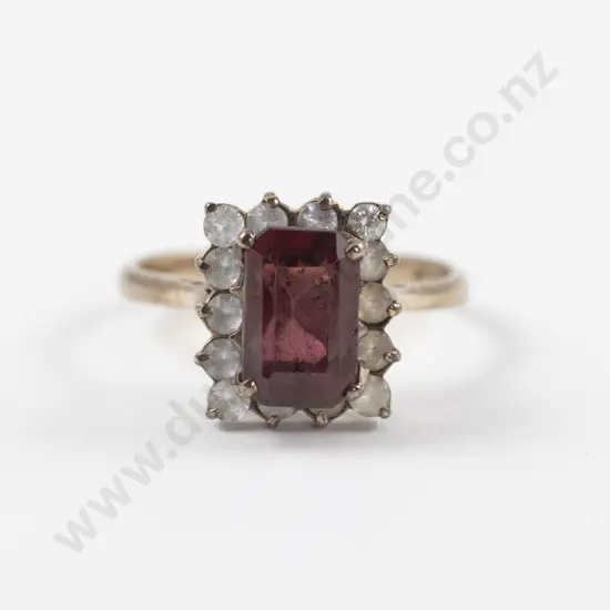 9ct 15Stone Garnet and Diamond Paste Cluster Ring