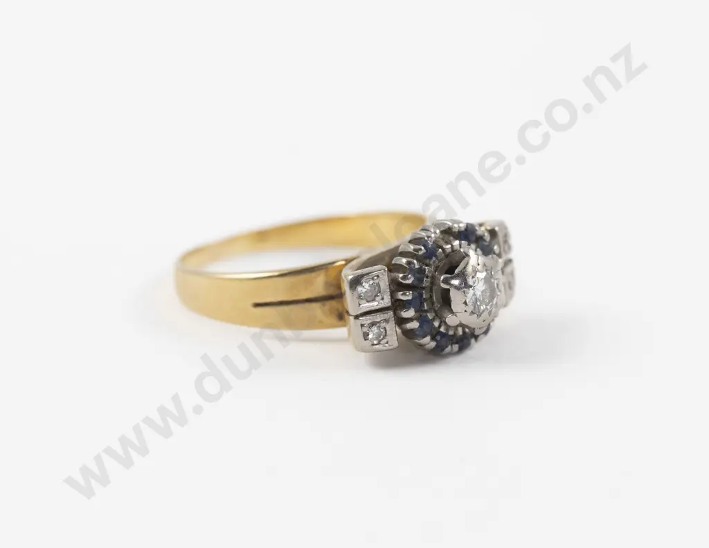 9ct 16Stone Sapphire and Diamond Cluster Ring Image 1++