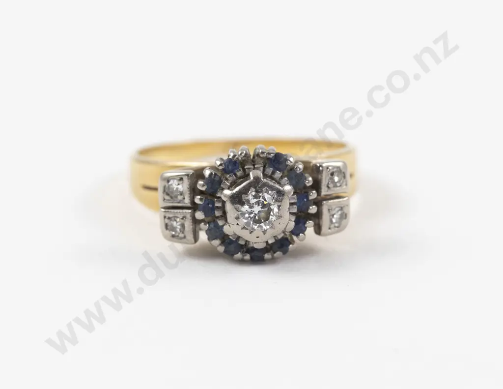 9ct 16Stone Sapphire and Diamond Cluster Ring Image 1++