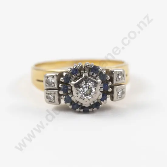 9ct 16Stone Sapphire and Diamond Cluster Ring
