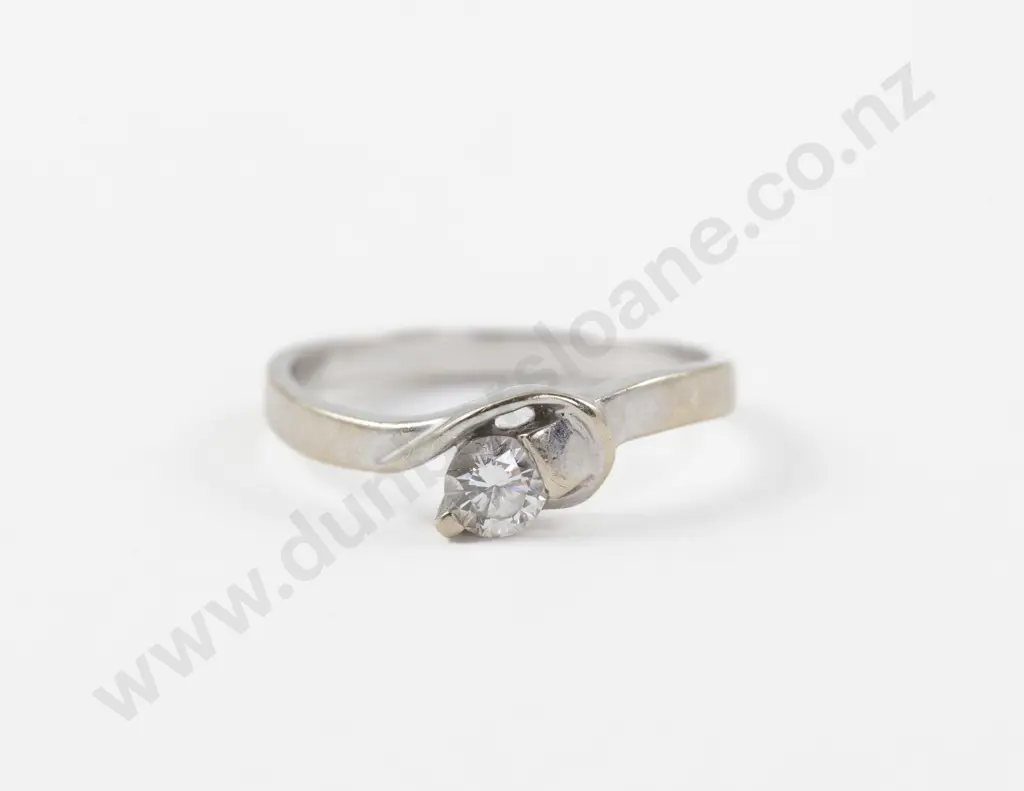 18ct White Gold Solitaire Diamond Ring Image 1++