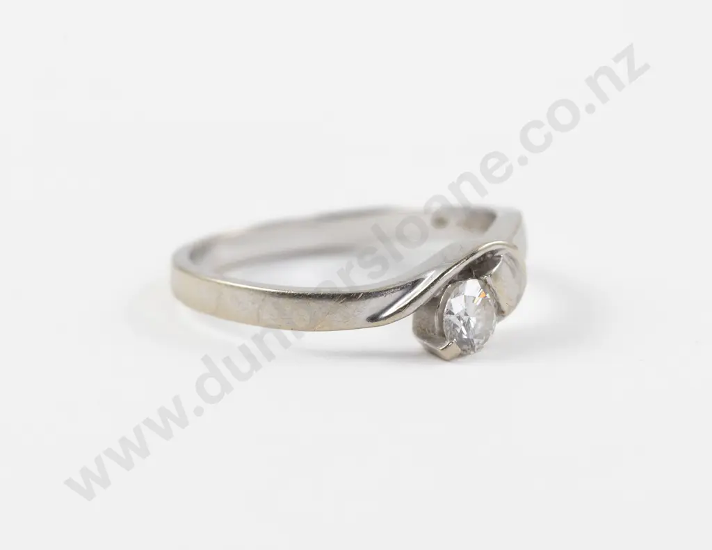 18ct White Gold Solitaire Diamond Ring Image 1++