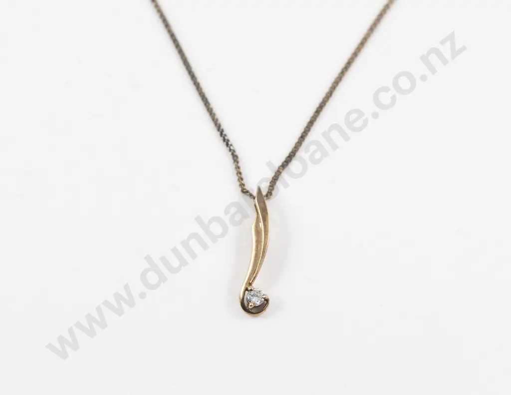9ct Single Stone Diamond Pendant Image 1++