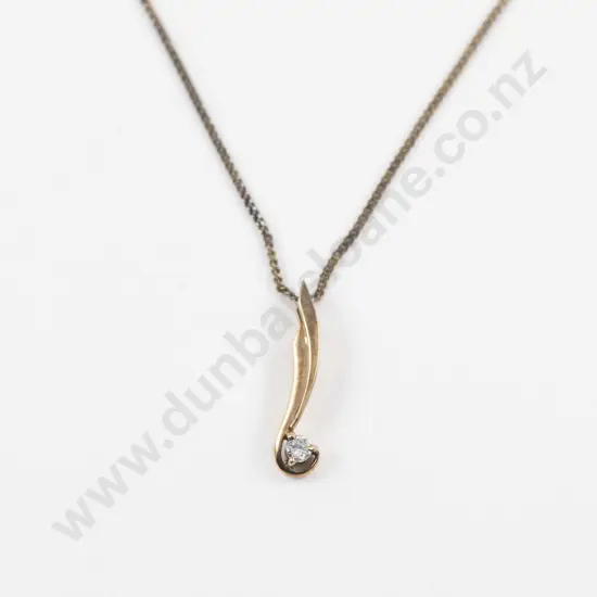 9ct Single Stone Diamond Pendant
