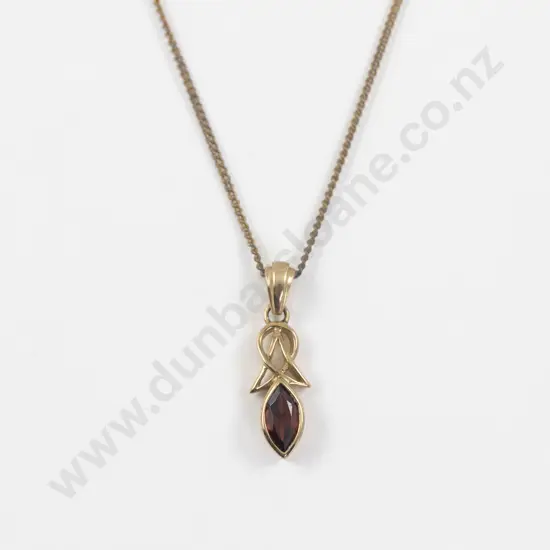 9ct Single Stone Garnet Pendant