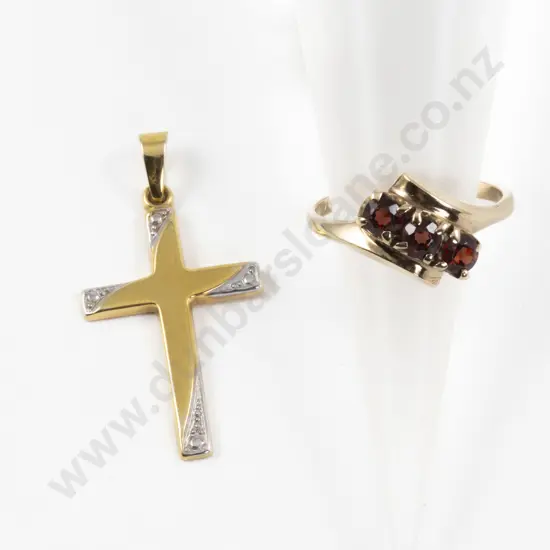 9ct Yellow and White Gold Cross Pendant