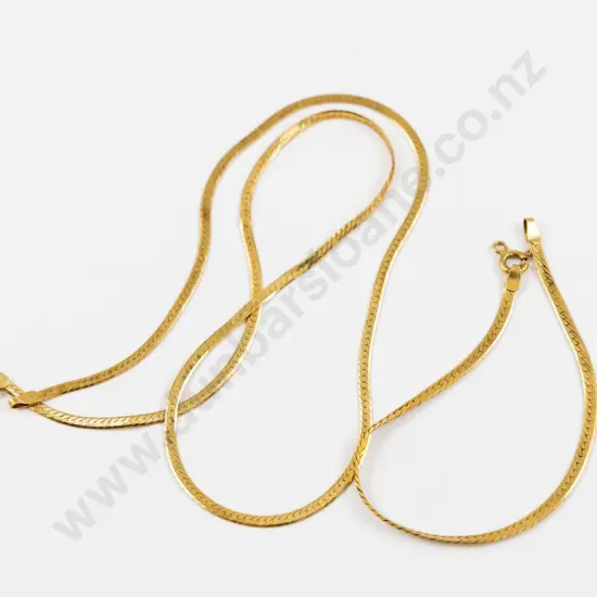 18ct Flat Snake Link Bracelet and Neck Chain