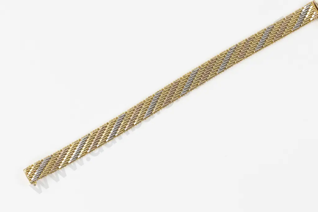 Tri-Colour Gold Plated Fancy Link Bracelet Image 1++