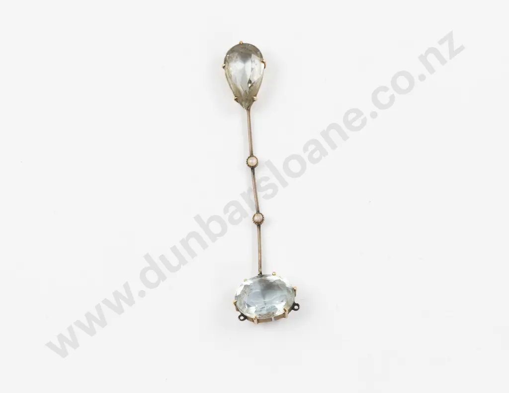 9ct Mounted Crystal and Seed Pearl Pendant Image 1++