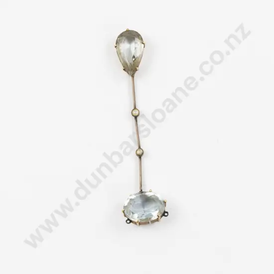 9ct Mounted Crystal and Seed Pearl Pendant