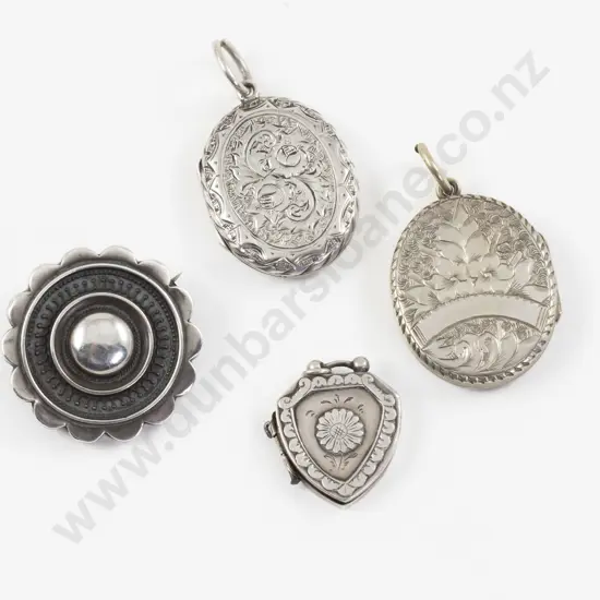 Victorian S/S Circular Target Brooch and Engraved Photo Locket