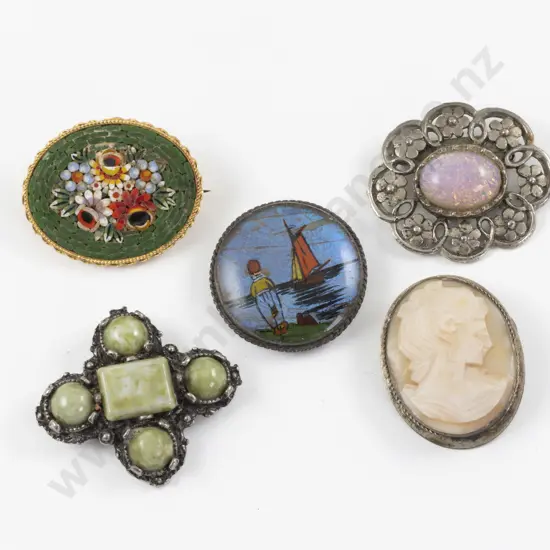 S/S Butterfly Wing Brooch with Vintage Micro Mosaic Brooch