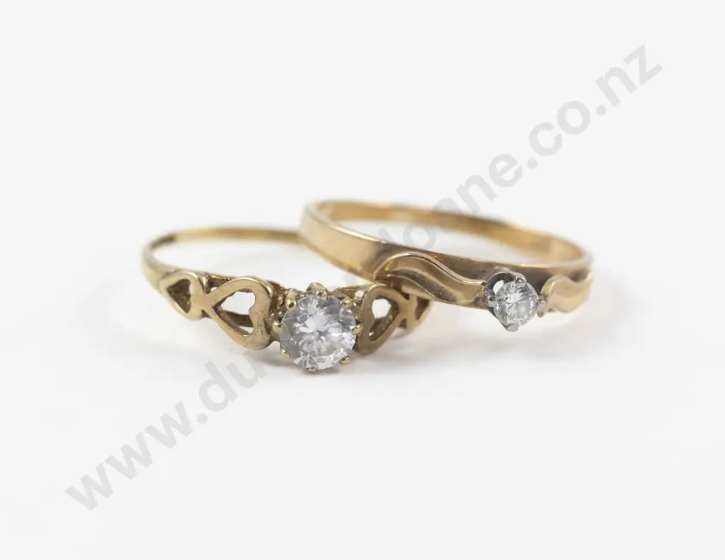 Two 9ct Solitaire Diamond Rings Image 1++