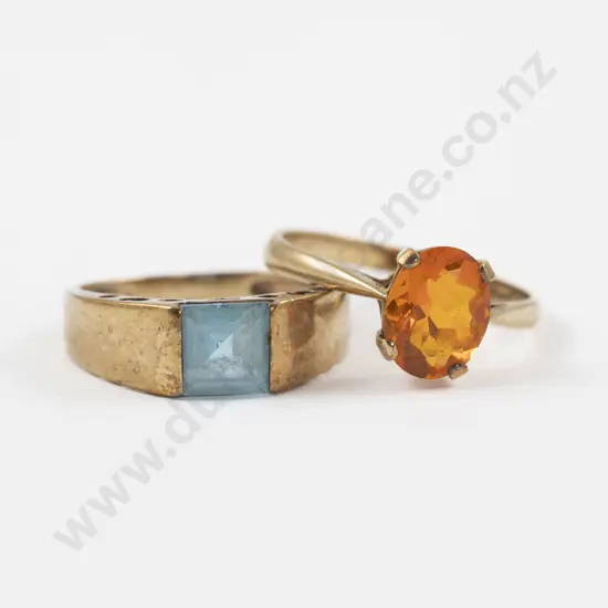 Two 9ct Single Stone Topaz Rings