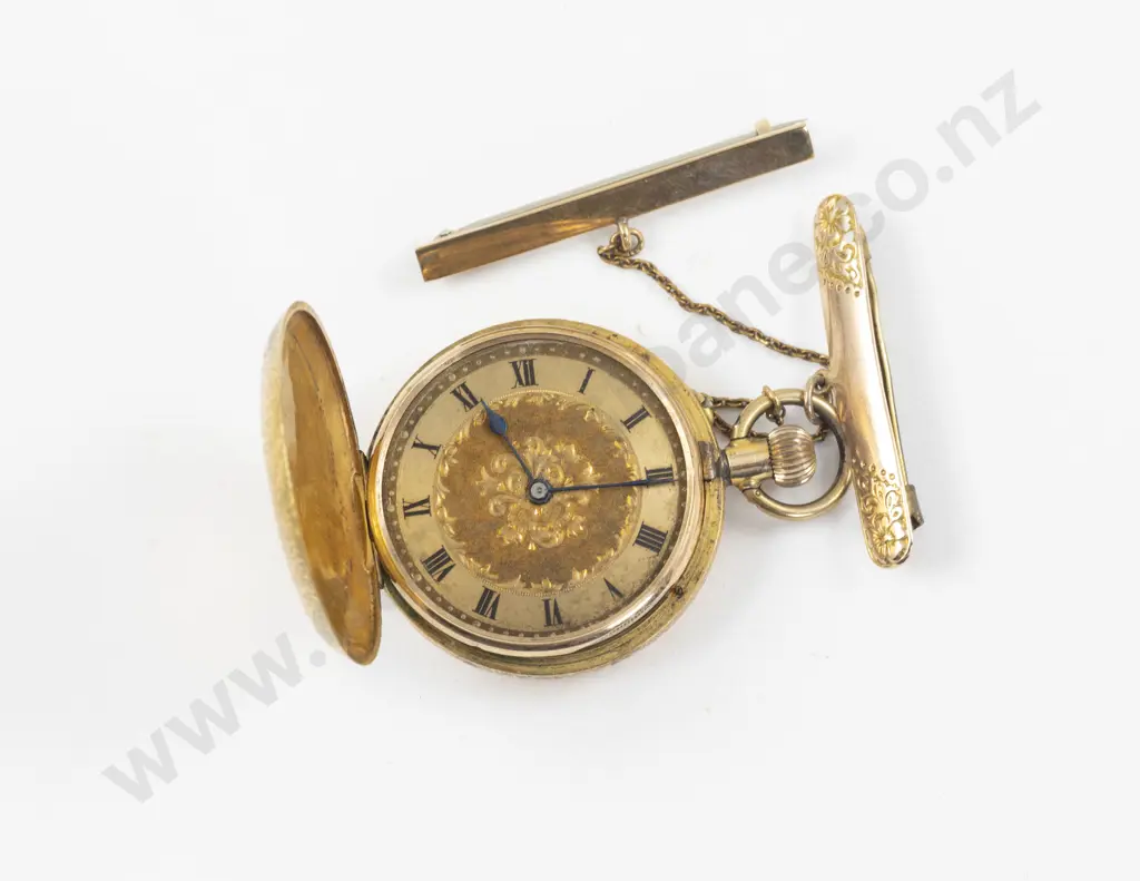 14ct Hunter Cased Lever Wind Fob Watch Image 1++