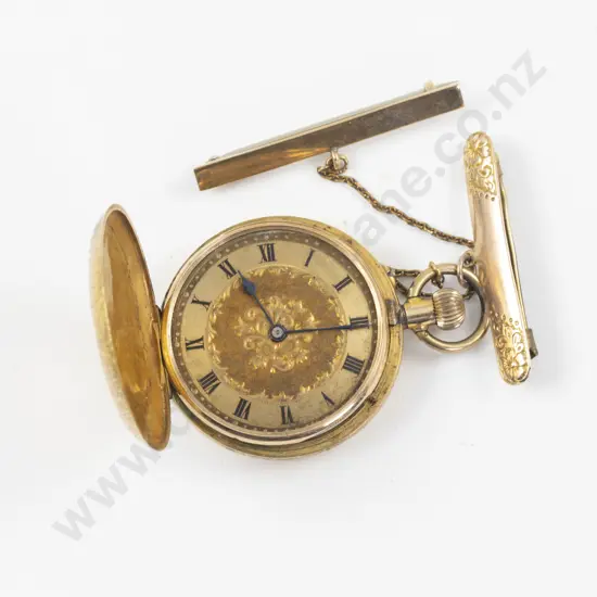 14ct Hunter Cased Lever Wind Fob Watch