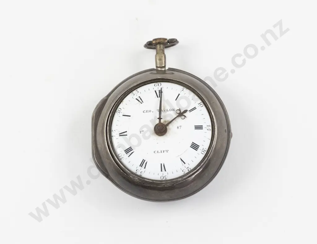 S/S Pair Cased Open Face Key Wind Pocket Watch Image 1++