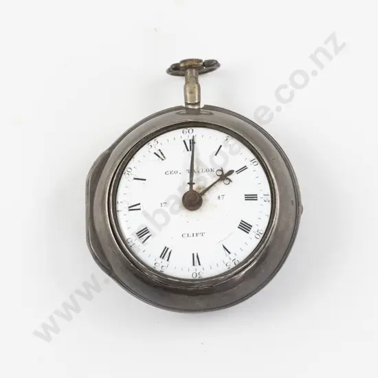 S/S Pair Cased Open Face Key Wind Pocket Watch