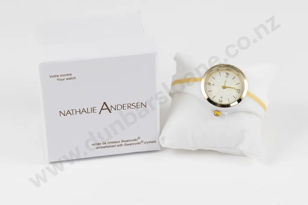 Nathalie Anderson Ladies Wrist Watch set with Four Swarovski Crystals Image 1++