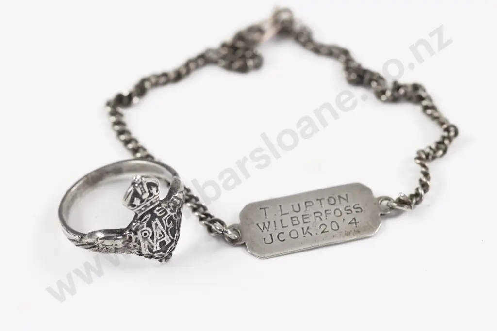 Sterling Silver RAF Ring with S/S Identification Tag Bracelet Image 1++
