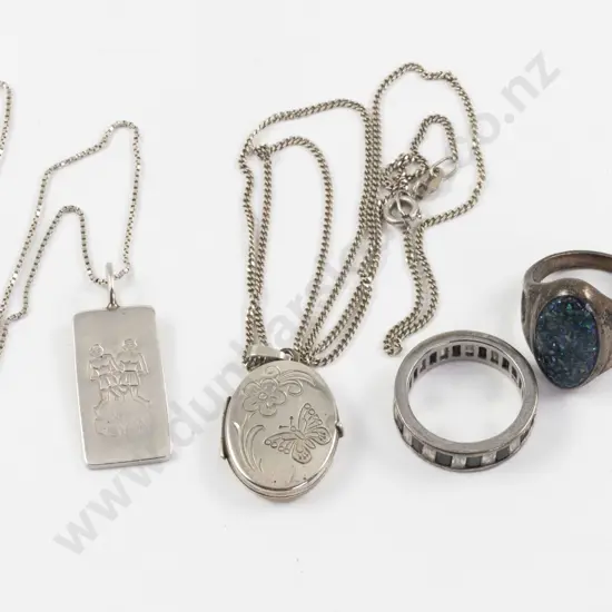 .999 Silver Engraved Gemini Ingot Pendant on S/S Neck Chain