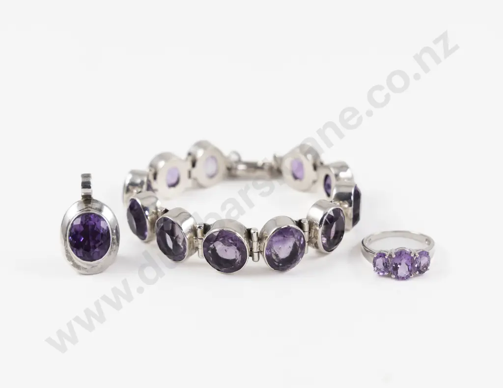 S/S Eleven Stone Amethyst Bracelet Image 1++
