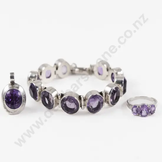 S/S Eleven Stone Amethyst Bracelet