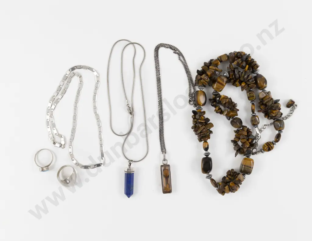 Single Strand Tigers Eye Beaded Necklace with Collection of S/S Jewellery Image 1++