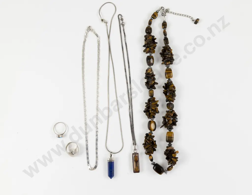 Single Strand Tigers Eye Beaded Necklace with Collection of S/S Jewellery Image 1++