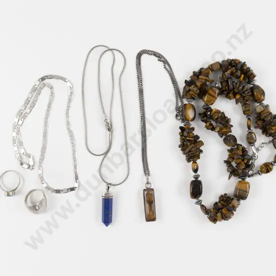 Single Strand Tigers Eye Beaded Necklace with Collection of S/S Jewellery