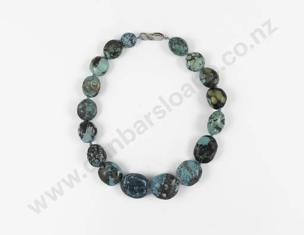 Single Strand Uniform Heavy Turquoise Beaded Necklace Image 1++