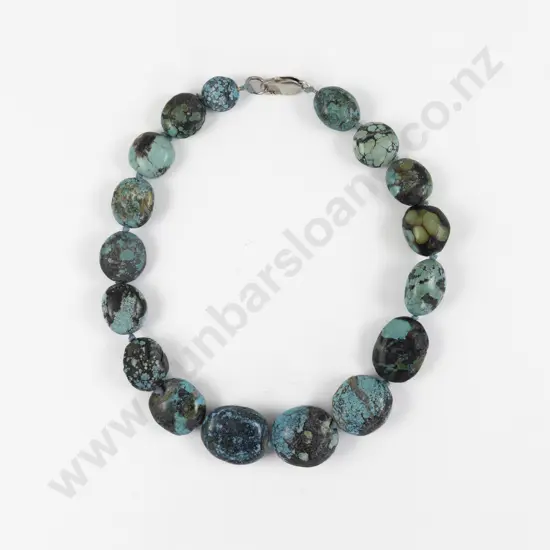 Single Strand Uniform Heavy Turquoise Beaded Necklace