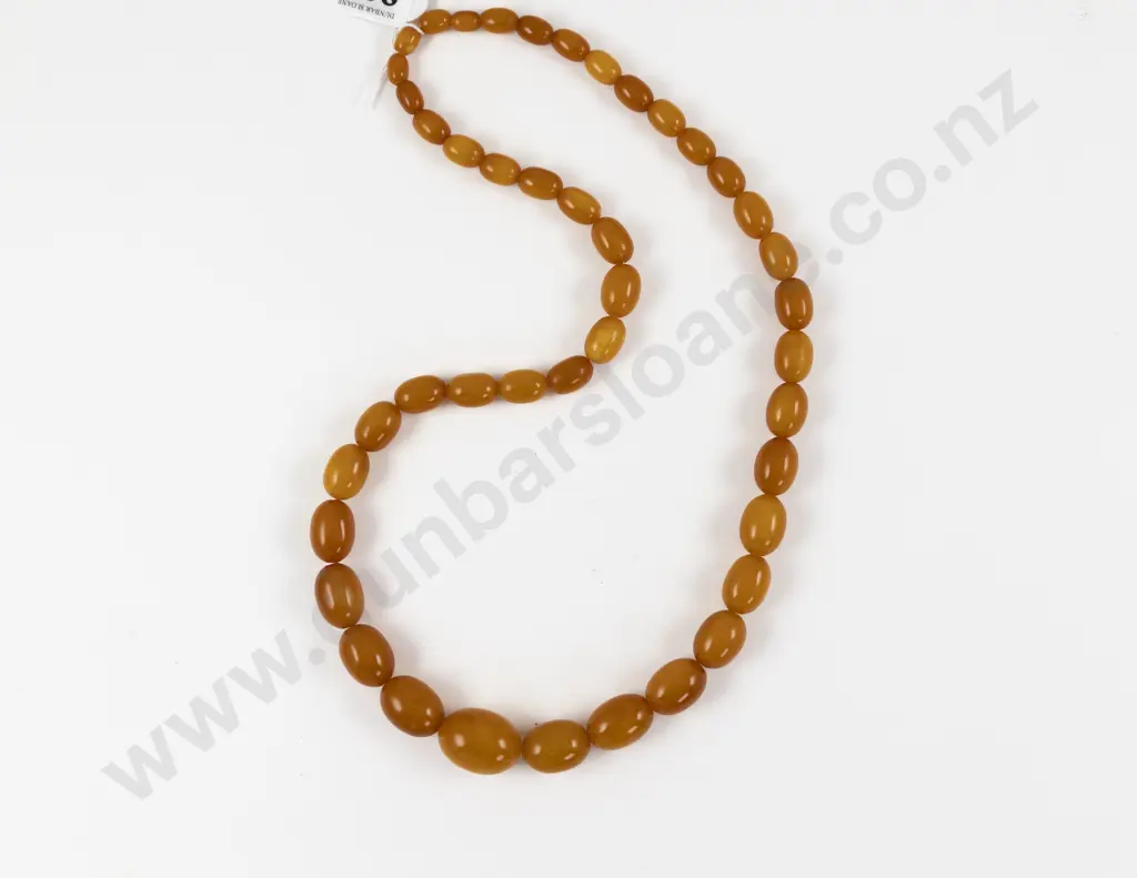 Vintage Single Strand Graduated Amber Bead Necklace Image 1++