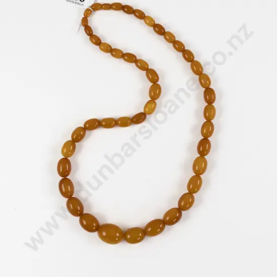 Vintage Single Strand Graduated Amber Bead Necklace