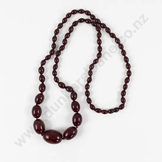 Vintage Single Strand Slightly Graduated Cherry Amber Bead Necklace