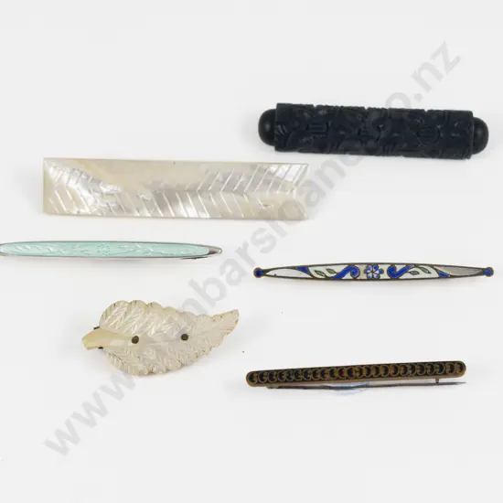 Two MOP Brooches with Four Others