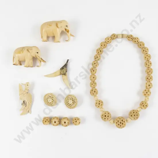 Collection of Ivory Jewellery and Assorted